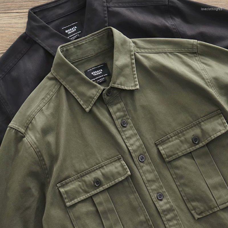 

Men's Jackets 2023 Male Cargo Work Shirts Cotton Military Shirt Men Long Sleeve Dress American -40, Black