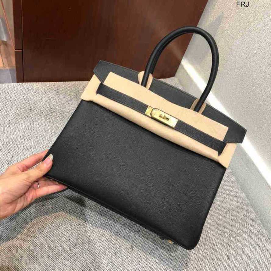 

Designer Bags Birkin Handbags Herms Handbag Full manual wax thread sewing bk25 30 platinum bag imported Togo leather elephant grey Gold Brow, Elephant grey platinum bag