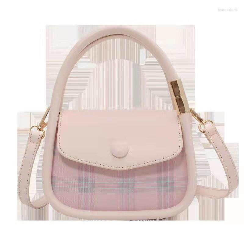 

Evening Bags Summer Fashion Lady's Grid Leather Handbag Designer 2023 Luxury High-End Niche Alar Ms Package Of High Quality Single, Black