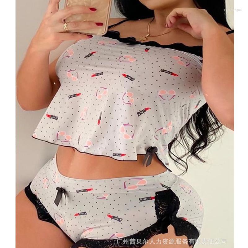 

Women' Sleepwear Wepbel Sleeveless Camis Tops Short Pants Homewear Gray Home Pajamas Sets Women 2pcs Nightwear, White