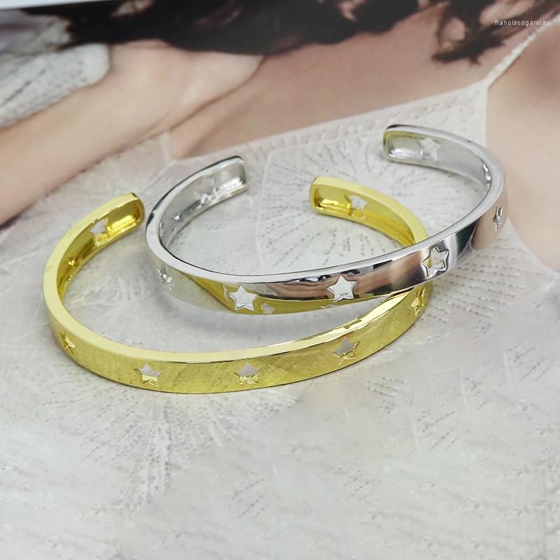 

Bangle 5 Pcs Design Smooth Metal Hollow Star Bracelet Gold Color Women 51424