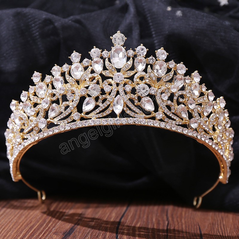 

Princess Queen Green Crystal Tiara Crown Diadem Women Wedding Rhinestone Bridal Crown Hair Jewelry Accessories