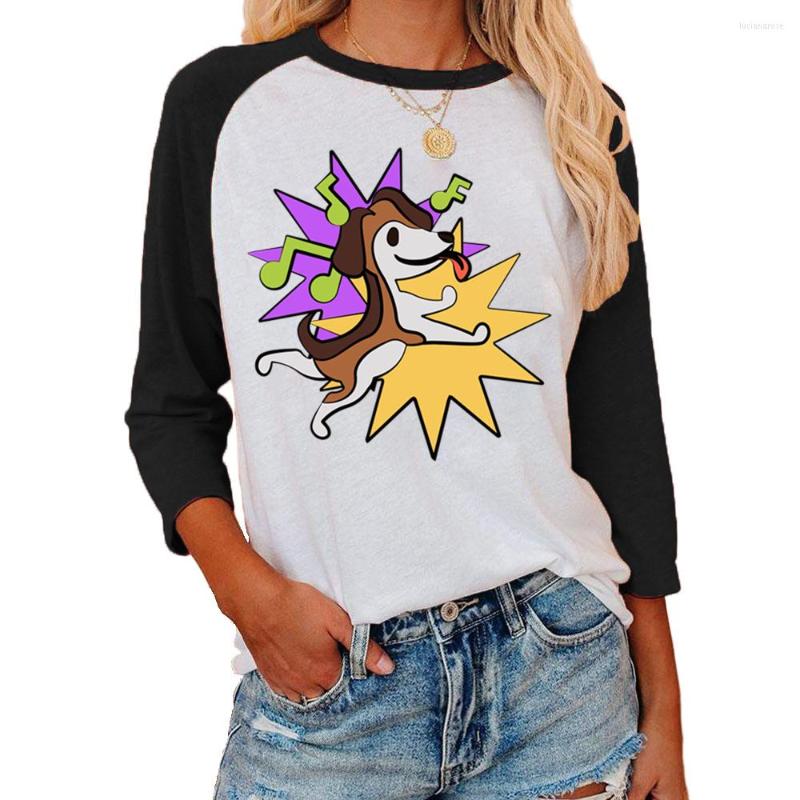 

Women's T Shirts Ladies Clothing Vintage T-shirts Long Sleeve Fashion Female Graphic Tees Cute Dog Print Fall Casual Tshirts Clothes, Black