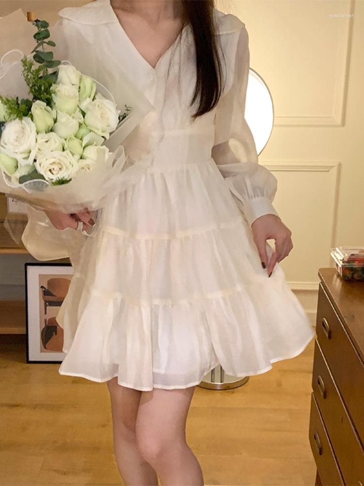 

Casual Dresses Fairy Short Party Dress Women 2023 Summer Vintage Y2k Mini Kawaii Clothing Lolita Elegant One Piece Korean, Apricot