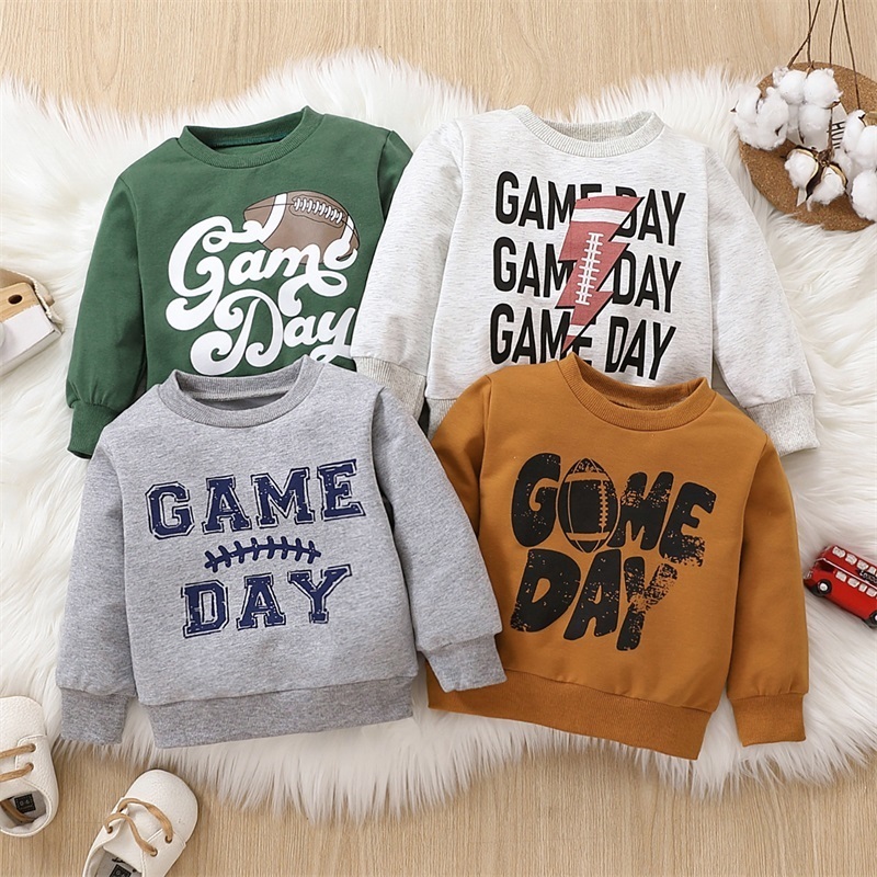 

Hoodies Sweatshirts -09-20 Lioraitiin 0-3Years Toddler Baby Boy Girl Autumn Football Season Sweatshirt Long Sleeve Rugby Print Game Day Clothes 230317