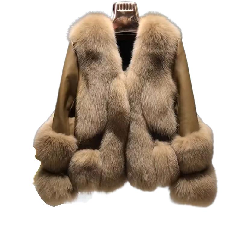 

Women's Fur & Faux Real Coat Genuine Leather Jacket Autumn Winter Wool Sheepskin Women Clothes 2023 Korean Vintage Sheep Shearling, Black
