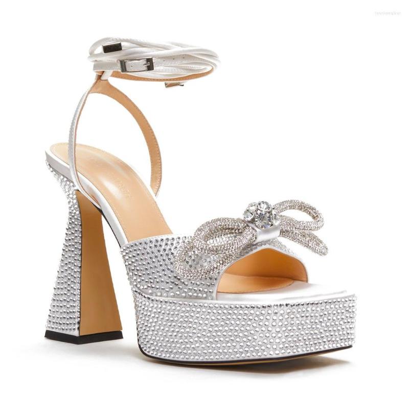 

Sandals Kalsooni 2023 Rhinestone Bow Shoes Summer Heels Women, Pink