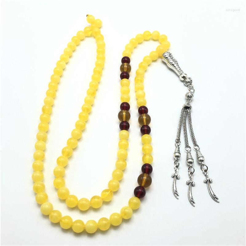 

Strand JunKang 8mm Muslim Islamic Religion Metal Tassel Pendant Prayer Beads Bracelet Rosary Necklace Arabic Fashion Jewelry