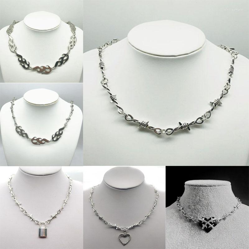 

Chains Hip-hop Gothic Personality Pendant European And American Punk Style Barbed Wire Small Thorn Chain Men Women Necklace