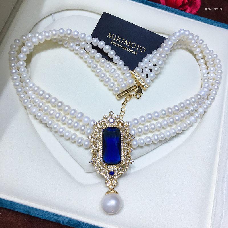 

Choker Chokers The Elegant Light Luxury Three-layer Pearl Collar Necklace For Women Pearls Pendant Wedding Bridal Jewelry Fashion