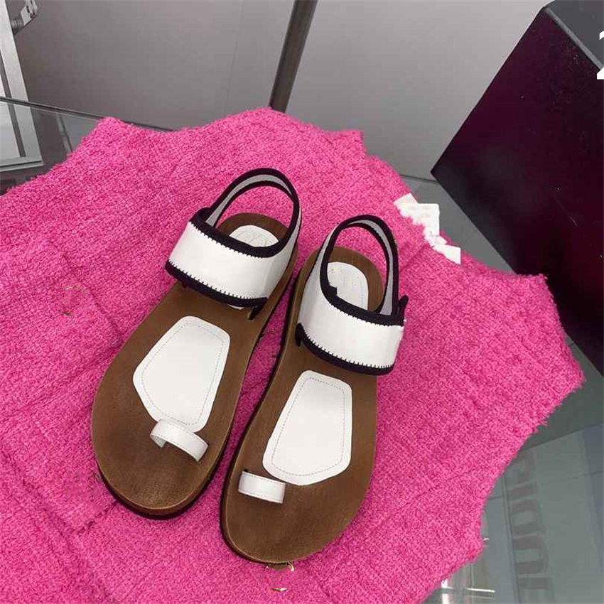 

Luxury Design Sandals 2023 Fashion Amina Channel Women Summer High Heels Leather Cross Lace up Student Casual Slippers 03-018