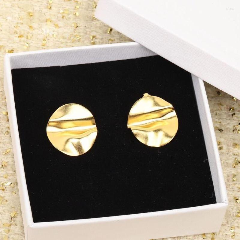 

Dangle Earrings Vintage Jewelry Round Ruffled Frosted Gold Women Top Quality Luxury Boutique Fancy Designer Trend