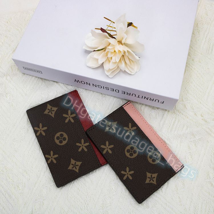 

3 credit slots Mini card holder Key wallet Coin Purses M60703 louiseity luxury cover fashion embossing Brown flower bags Women viutonity mens pouch Genuine Leather, Mon0gram pink