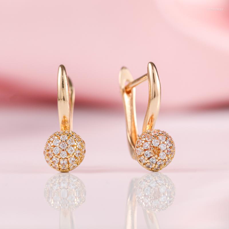 

Hoop Earrings Fashion Elegant Gold Color Micro Paved Shiny Zircon Copper Women Engagement Wedding Jewelry Gift