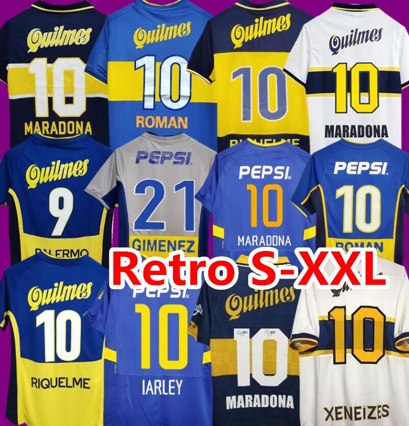 

84 95 96 97 98 99 Boca Juniors Retro Soccer Jerseys MARADONA CANIGGIA 2001 2002 ROMAN GIMENEZ RIQUELME PALERMO TEVEZ Football Shirt 00 01 02 03 04 05 06 1981 jersey, 96-97 away