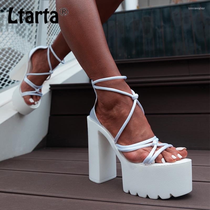 

Sandals LTARTA Ladies Platform High Heel Thick Cross Strap Women's Shoes 2023 14.5cm -2023-5, White