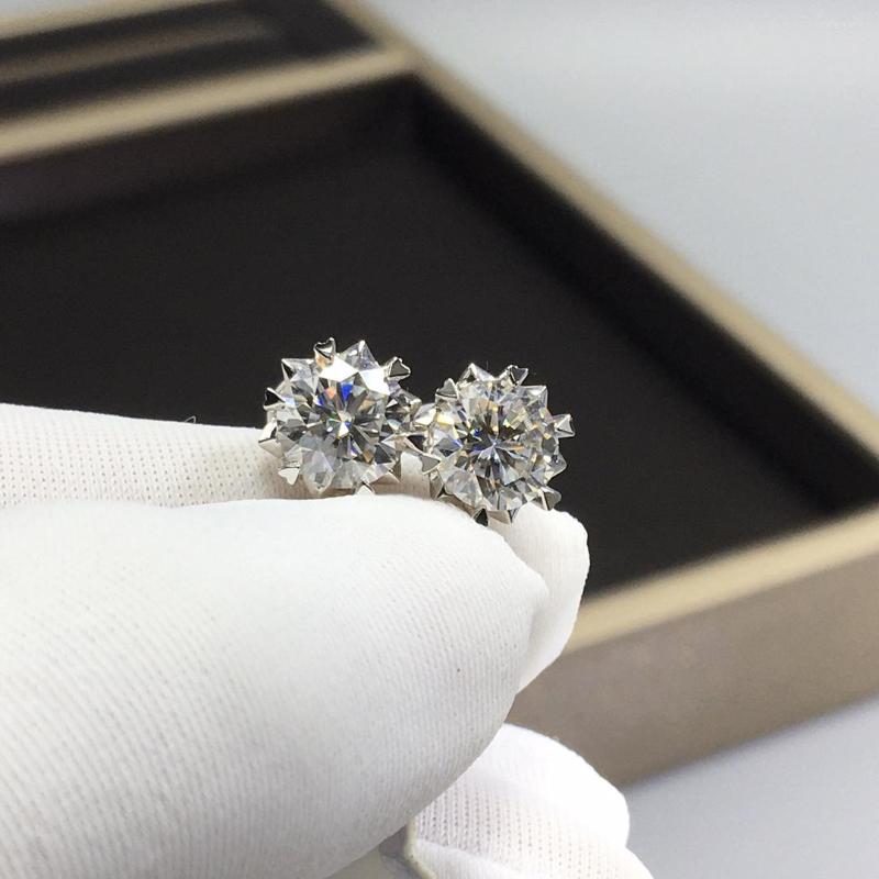 

Stud Earrings GRA Certified Solid 18k White Gold 2ct Moissanites Gemstones Eearrings Studs For Fine Presents