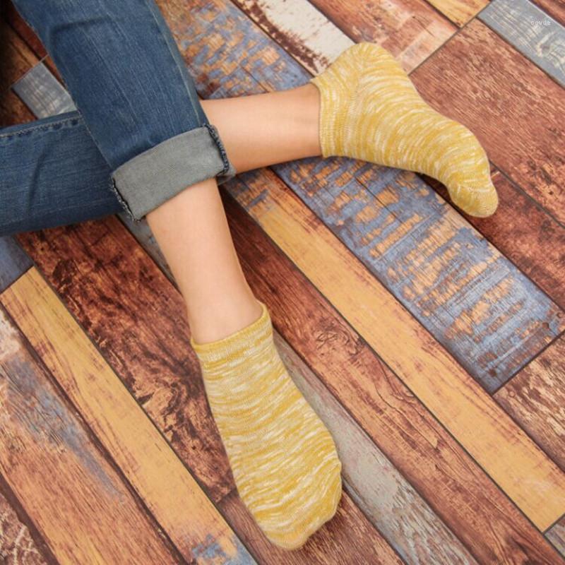 

Women Socks ZDL-223 Vintage Slub Cotton Short Tube Shallow Mouth Woman Comfortable Casual Sock 5 Pairs, Multi