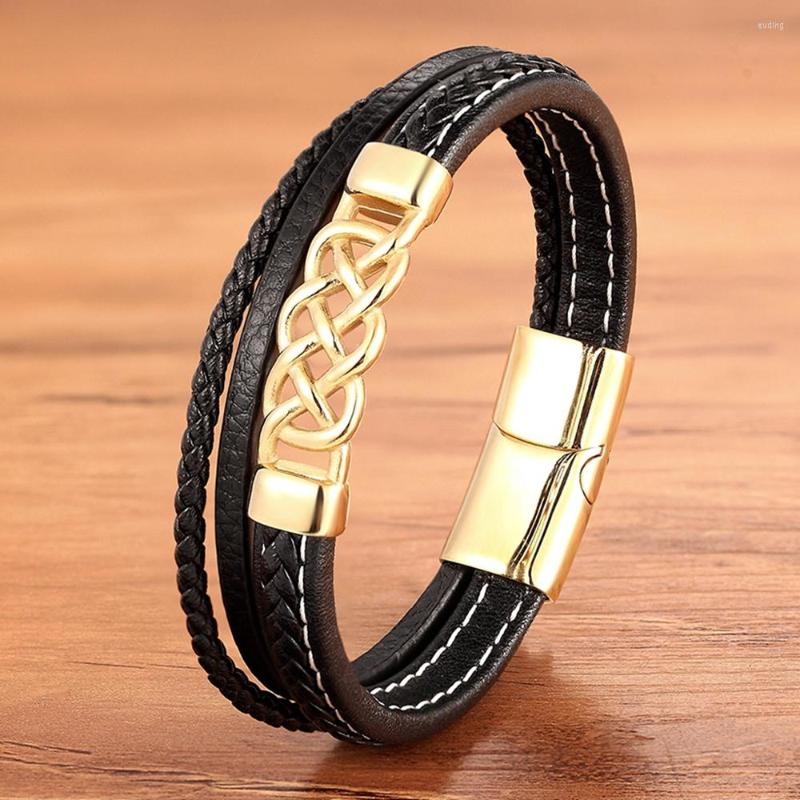 

Charm Bracelets TYO Charms Fashion Trendy Gold Color Weave Rope Braided Punk Rock Luxury Leather Bracelet Men Black Magnetic Bangles Jewelry