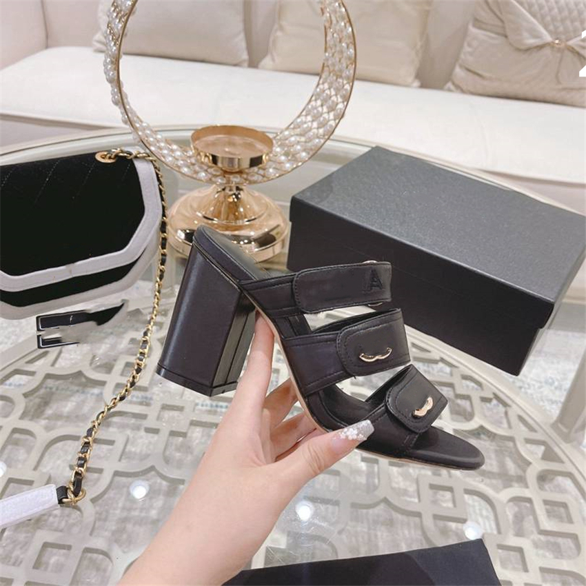 

Luxury Design Sandals 2023 Fashion Amina Channel Women Summer High Heels Leather Cross Lace up Student Casual Slippers 03-08