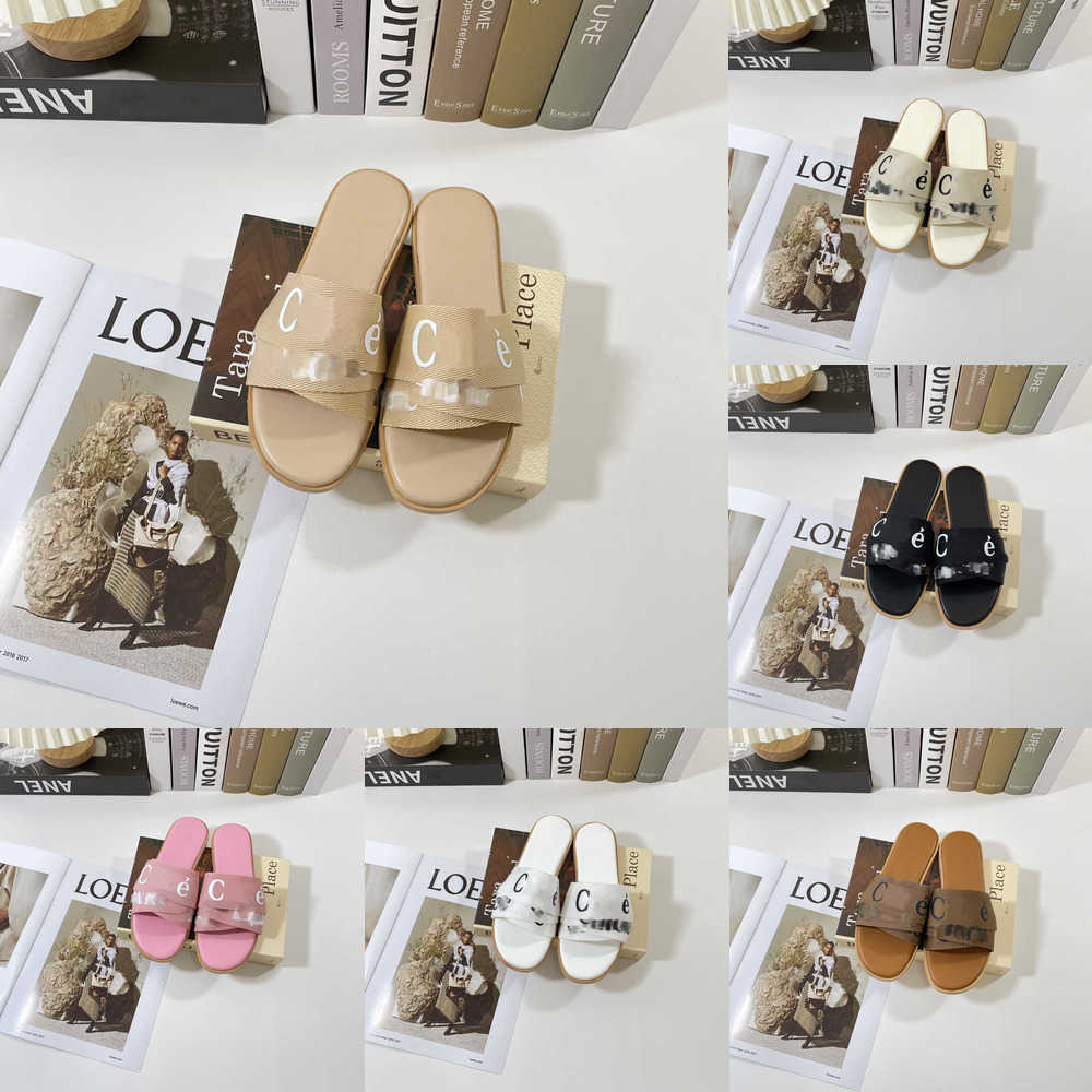 

2023 Summer Women Slippers High Quality CHIOE CLOE Slipper Woman Fashion Woody Mules Sole Sandals Cross Band Canvas Ladies Slides Designer Flip Flops Sandal Shoe, Cle3135