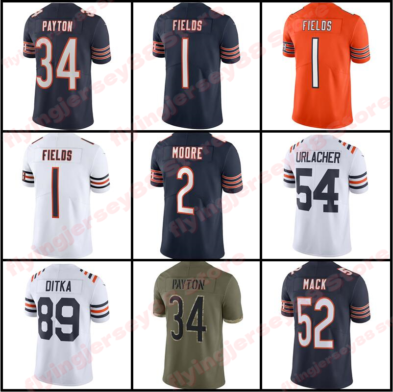 

Mens #2 D.J. Moore Justin Fields Football Jersey Walter Payton Darnell Mooney Jaquan Brisker Bear Cole Kmet Eddie Jackson David Montgomery Brian Urlacher Jim McMahon, Youth jersey(xiong dui)