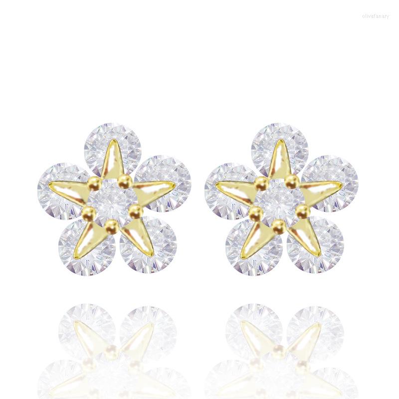 

Stud Earrings Flower Pentagram Zircon Simple Fashion Small Fresh Petals Female