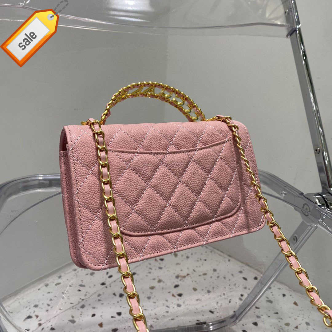 

Luxury Luxury Designers Shoulder Bags 2023 Women's Texture Chain Gold Handle Tote Bag Portable Fashion Single Shoulders Crossbody bag Factory direct sales, Black