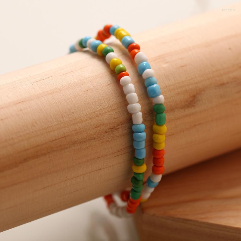 

Strand 4mm Women's Color Acrylic Rice Bead Multi-layer Bracelet Simple And Pure Handmade Hand Ornaments In Europe America