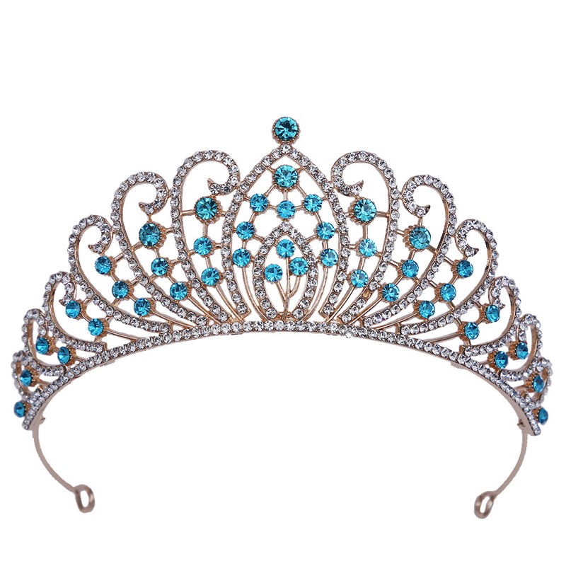 

Vintage Korean Colorful Crystal Crowns And Tiaras For Women Bride Prom Crown Wedding Hair Accessories