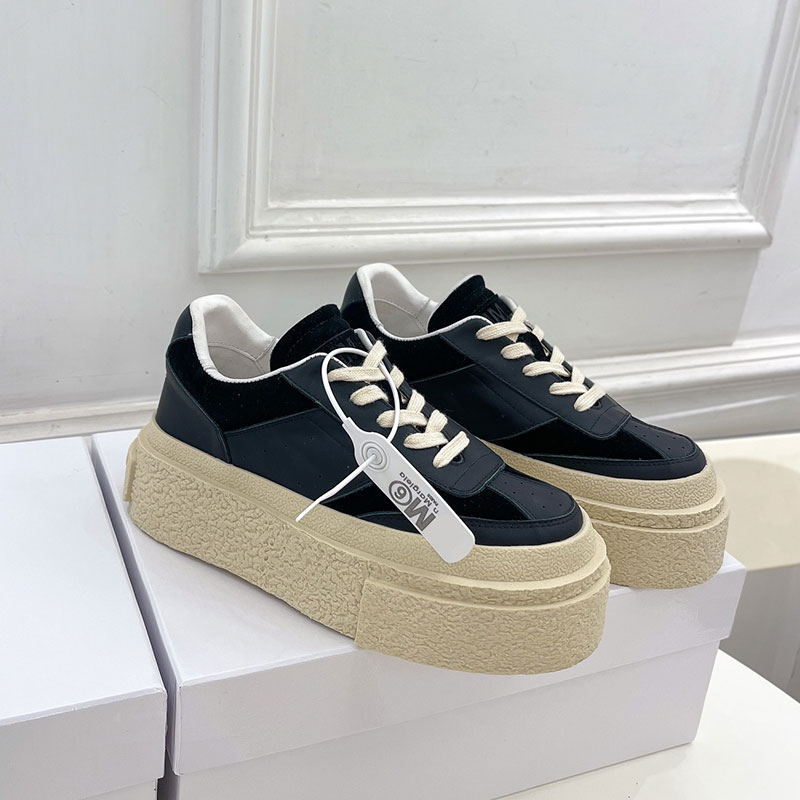 

2023 High Quality Couple Style Dad Shoes Thick Sole Sports Casual Shoes M6 Designer Brand Luxurious Texture Cowhide Upper Sheepskin Pads Elevated Plate-form Shoes