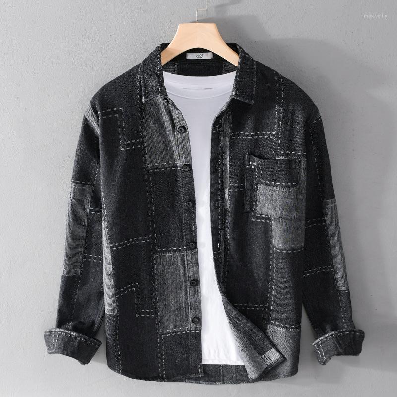 

Men's Casual Shirts Black Blue Men's Denim Shirt 2023 Spring And Autumn Business Loose Jean Jacket Male Brand Trend Cotton