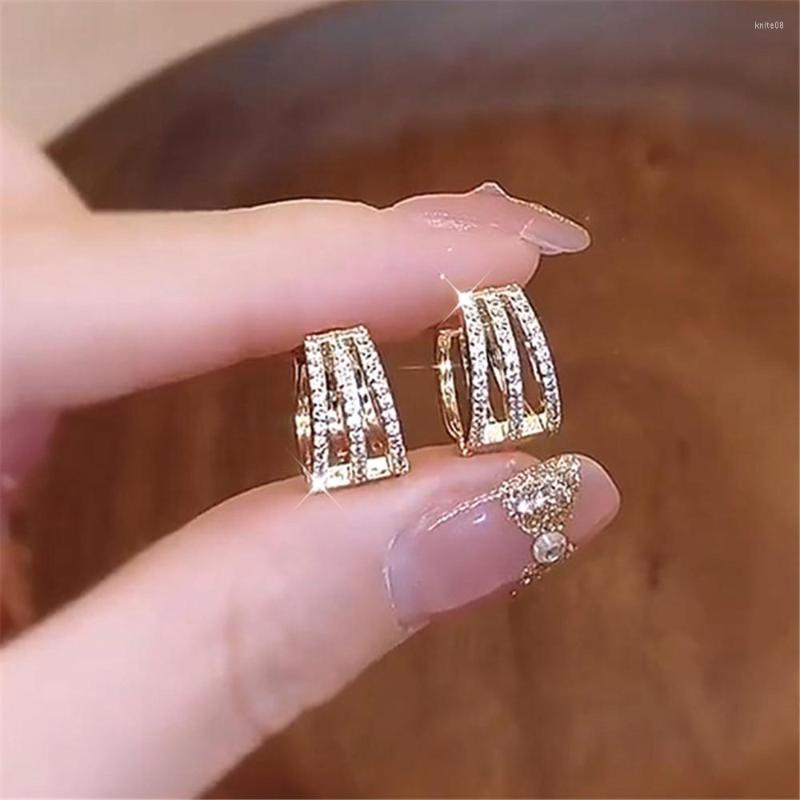 

Hoop Earrings S925 Silver Needle Niche Design Micro-Inlaid Zircon Fashion Women'S Light Luxury Temperament Versatile Earring