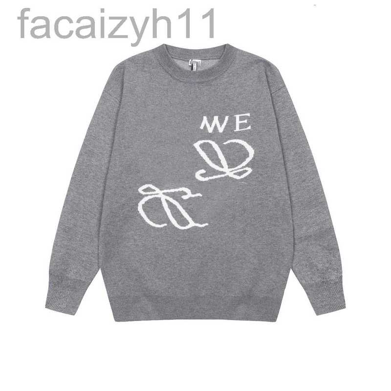 

Men's Sweaters Designer High Edition Autumn Winter New Front Letter Jacquard and Women's Loose Round Neck Sweater Shirt IQE5, Light gray