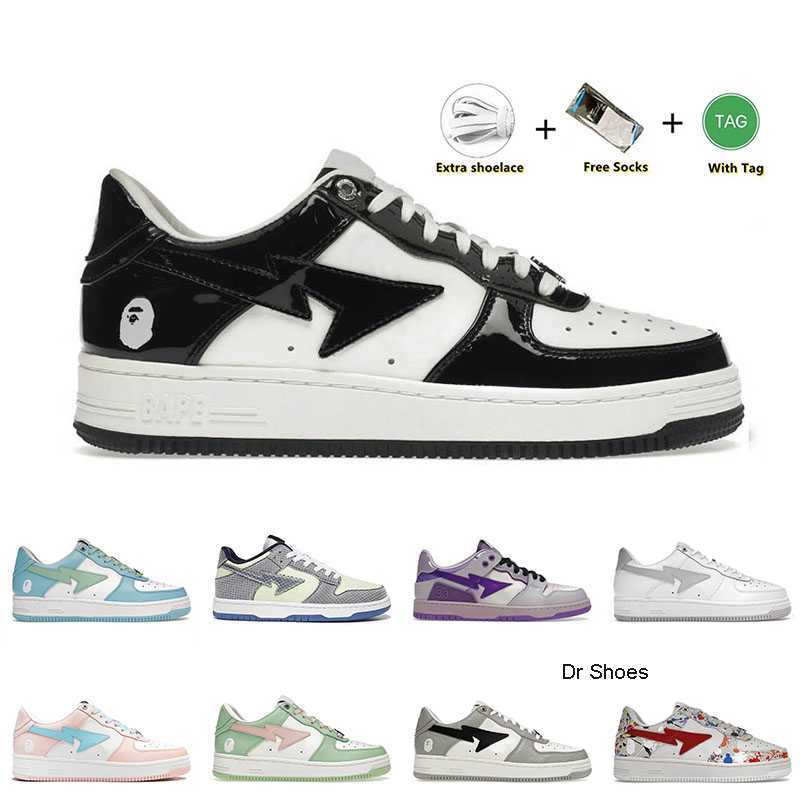 

2022 Arrival Sports Designer Casual Shoes Bapesta Baped Sk8 Sta for Men Women Paint Beige Hajime Sorayama Black Suede Orange Bapestas, A24 color camo combo red