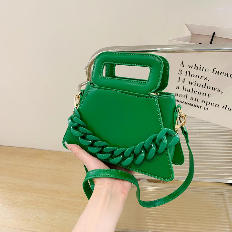 

Evening Bags Mini Small Tote Bag For Women Cute Pu Leather Shoulder Designer Chain Handbag Purse 2023 Summer Crossbody Lady Fashion, Green