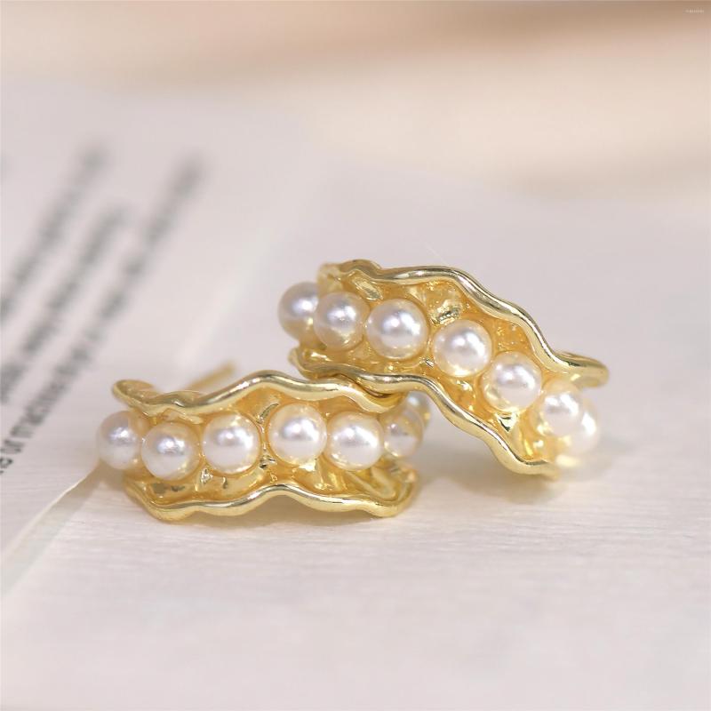 

Hoop Earrings Elegant Artificial Pearl Metal Twist 2023 Fashion Jewelry Party Sweet Accessories For Woman Girls Gift