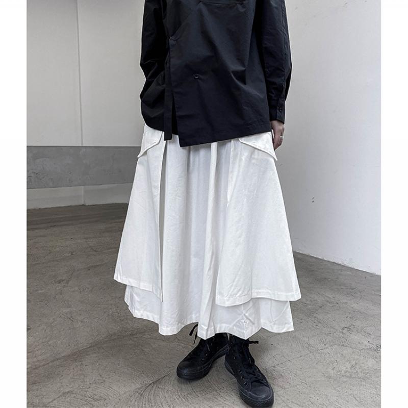 

Skirts Large Size Dark High Waist Skirt Women' 2023 Spring Fashion Versatile Slim Irregular Pocket A-line, Black