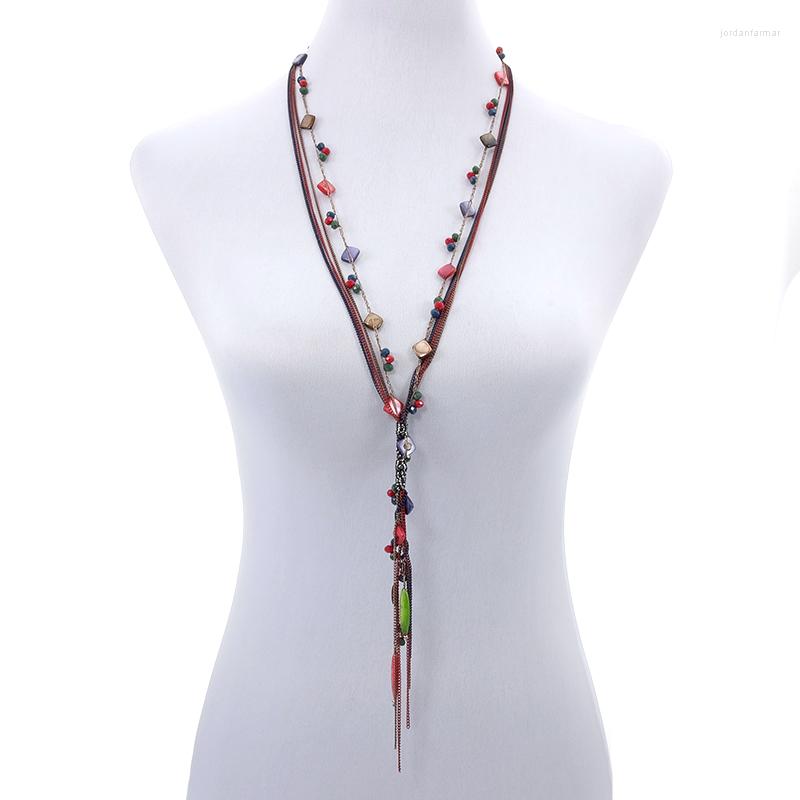 

Chains Statement Women Bohemin Trendy Ethnic Gemstone Layered Crystal Stone Beads Strand Necklace Fashion Jewelry