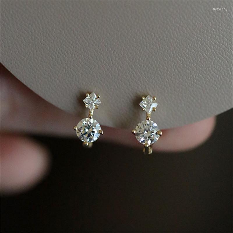 

Stud Earrings 925 Silver Needle Fashion Cubic Zircon Crystal Hoop Girl Simple Jewelry Accessories