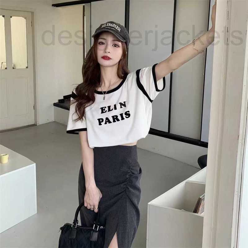 

Women's T-Shirt Designer Fashionable Wear Front Printed Letter Printing Short Sleeve Casual Shorts AD06, White2