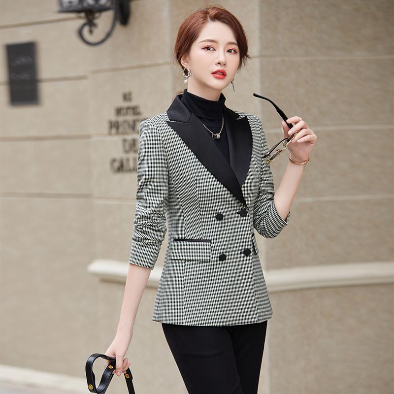 

Women' Two Piece Pants 2023 Autumn Winter Novelty Uniform Styles Formal Women Business Work Wear Suits Ladies Office Professional Blazers, Apricot coat