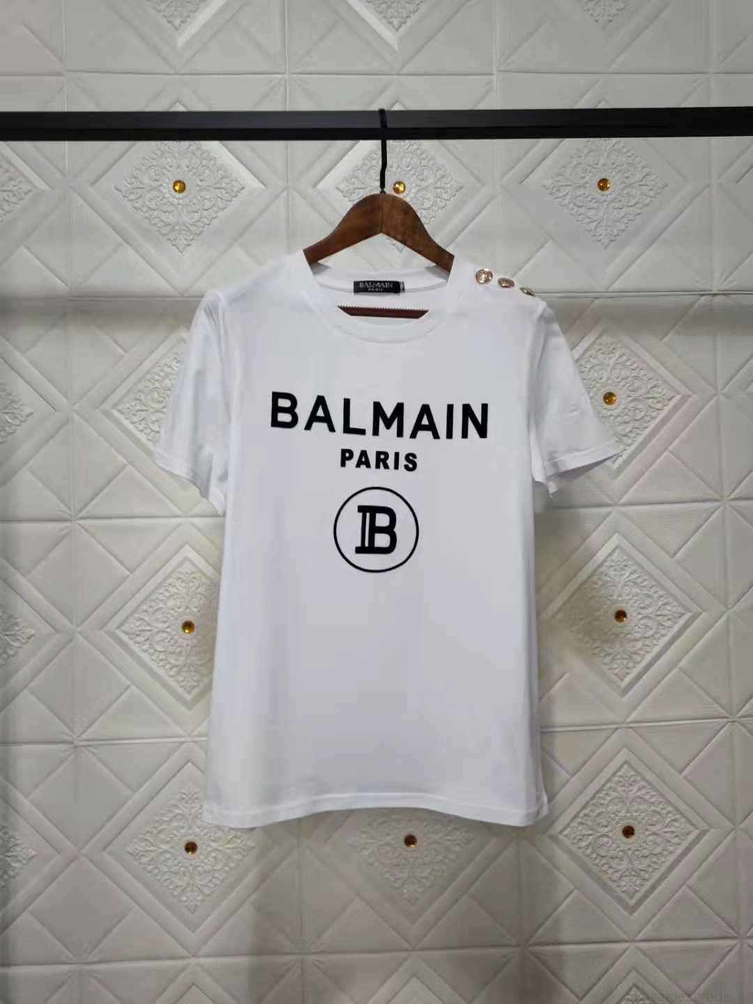 

Designer Luxury Coats Spring and Summer New Delireba Style Bal Flocked Letter Cotton Shortsleeved Tshirt for Lovers Classic Print 4612