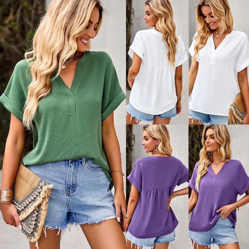 

Women's Blouses 2023 T Shirt For Women White Blouse Short Sleeve Tees Crop Top Female Fashion Embroidery Summer Women's Clothing, Purple