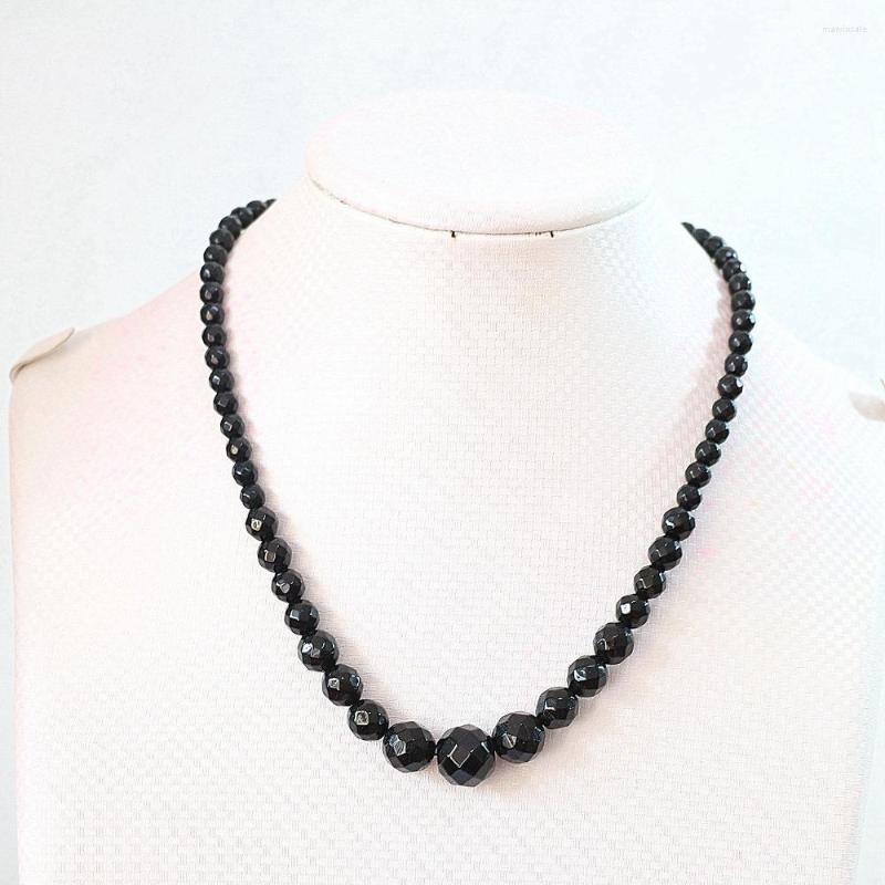 

Chains Black Carnelian Onyx Agat Stone 6-14mm Faceted Round Beads Chain Necklace For Women Choker Diy Jewelry 18inch B633