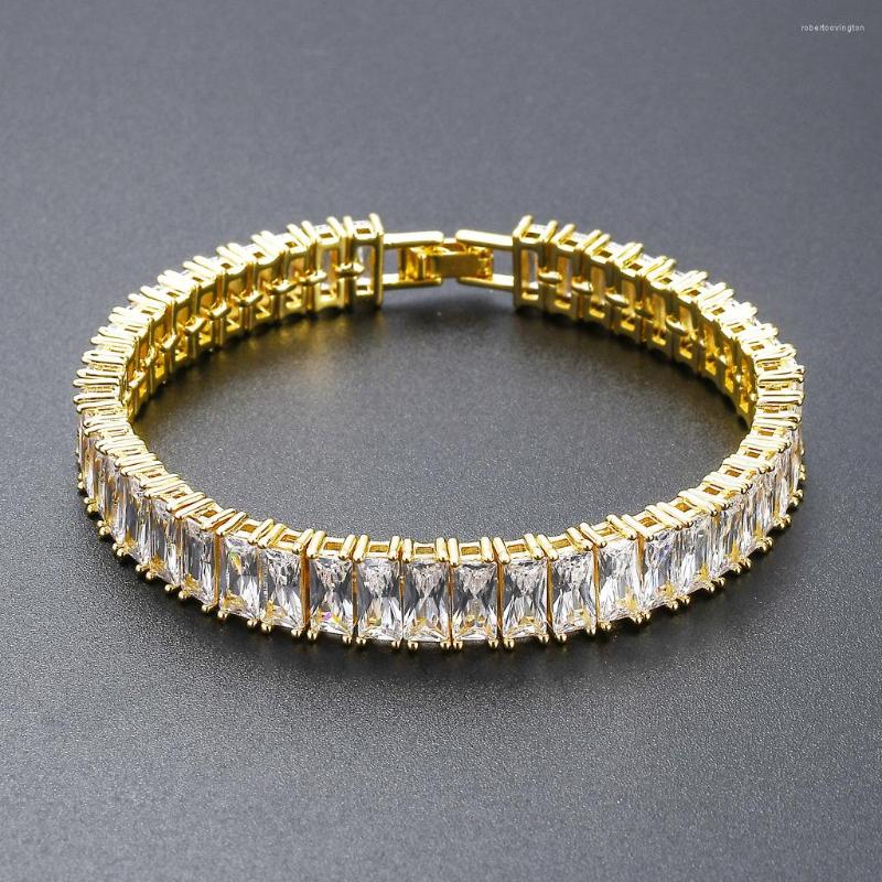

Charm Bracelets Men's Chain Hip-hop Punk Copper Micro-inlaid Square Zircon Bracelet Crystal Boyfriend Birthday Gift Accessories Trends