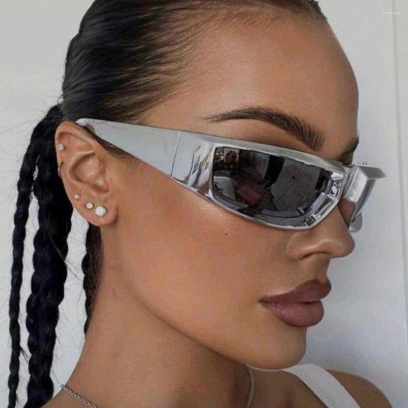 

Sunglasses Cycling Sports Y2K Women Luxury 2023 Mirror Wrap Around Sun Glasses Punk Goggle 2000s Cyber Fashion Eyewear