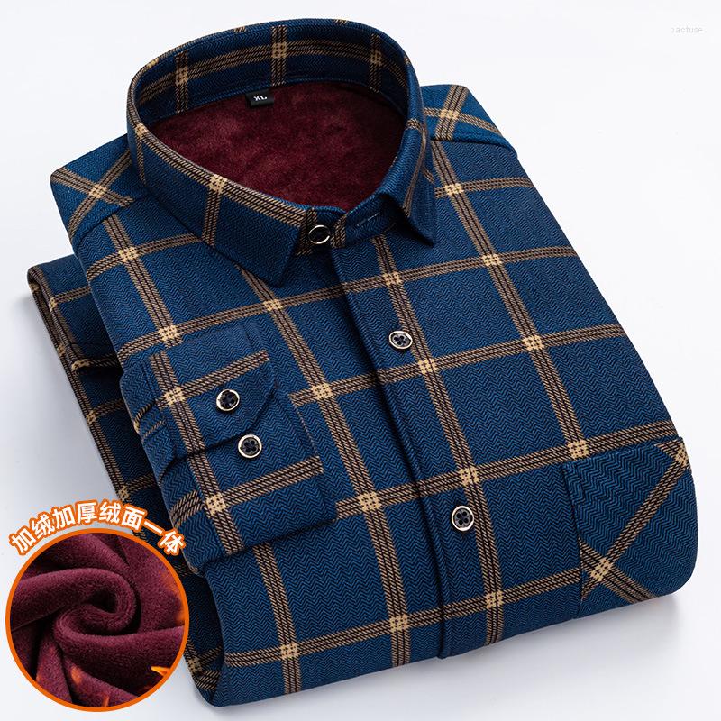 

Men's Casual Shirts Double-sided Fleece Thermal Shirt Autumn Winter Business Cardigan Plus Velvet Thick Plaid Men's Brand Clothing, Bn-201