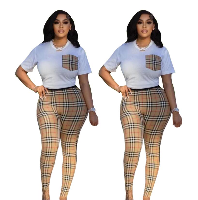 

Women's Two Piece Pants 2023 Summer New Fashion Casual Women's Checker Set Designer Brand Women's Set