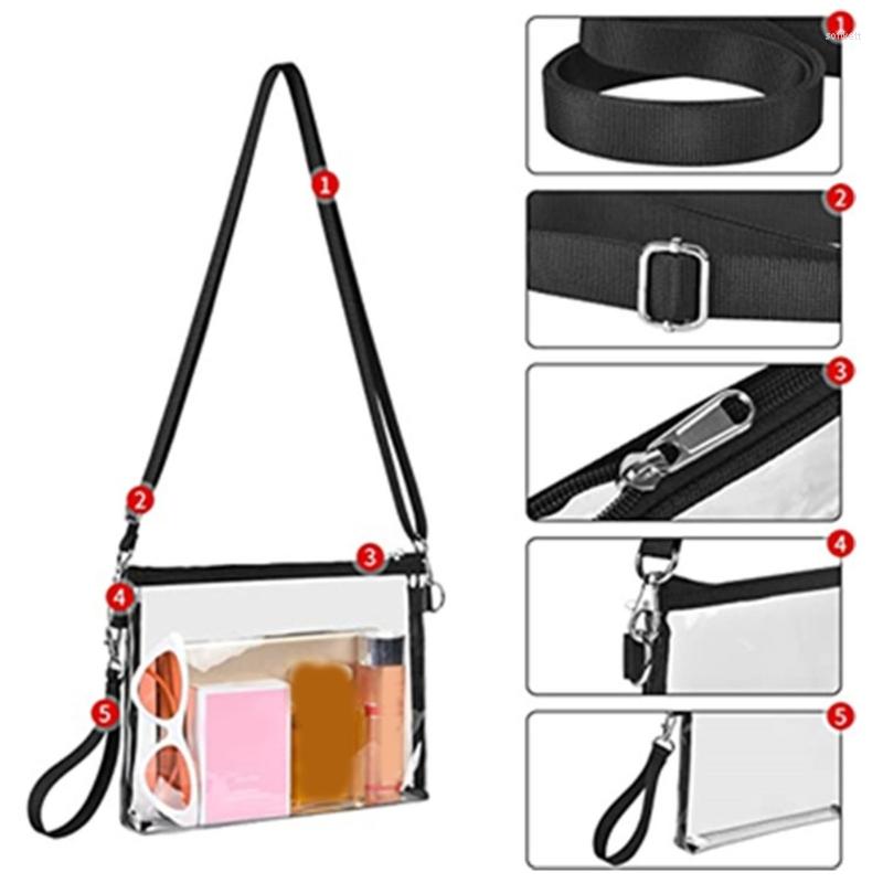 

Evening Bags Clear Travel Shoulder Crossbody With Adjustable Strap For Men Women Work Concert Sports Bag, Black